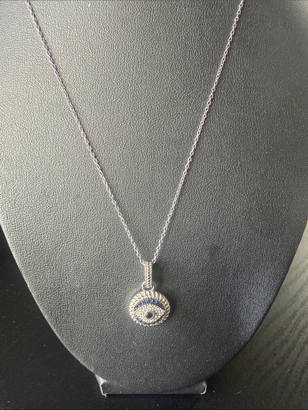 Sterling Silver Blue Evil Eye Pendant Necklace - Women Jewelry